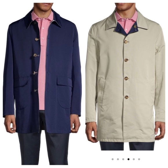 Isaia Napoli Reversible Single-Breasted Raincoat, Men’s Size 46 US/56 IT - Picture 14 of 14